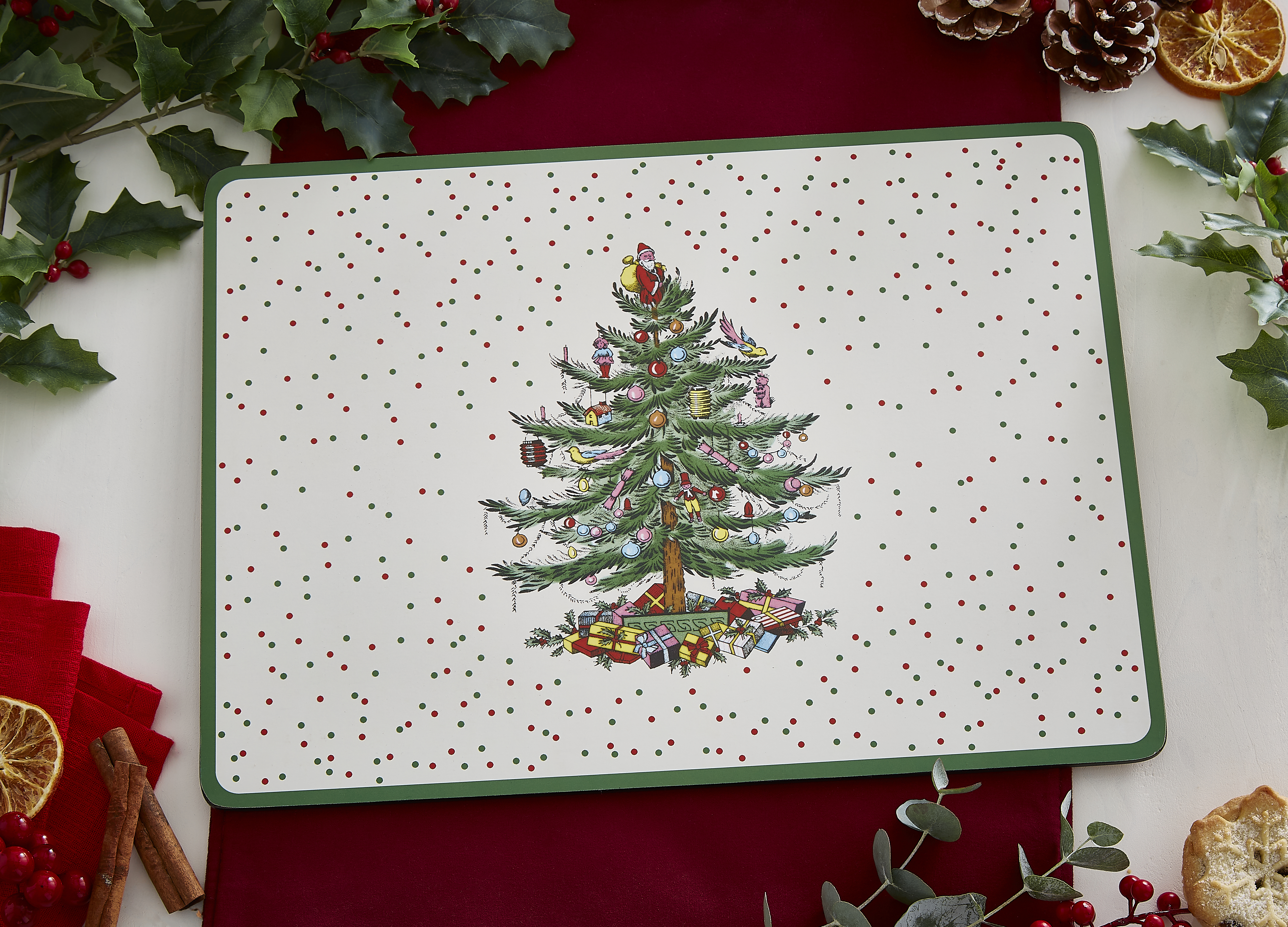 Christmas Tree Polka Dot Placemats Set of 4 image number null